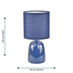 First Choice Lighting Cleo - Set of 2 Navy Blue Ceramic 26cm Lamps With Shades - thumbnail 6