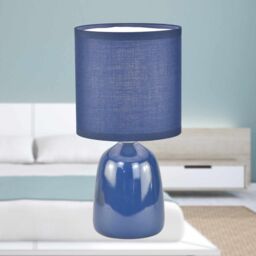 First Choice Lighting Cleo - Set of 2 Navy Blue Ceramic 26cm Lamps With Shades - thumbnail 5