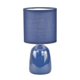 First Choice Lighting Cleo - Set of 2 Navy Blue Ceramic 26cm Lamps With Shades - thumbnail 2