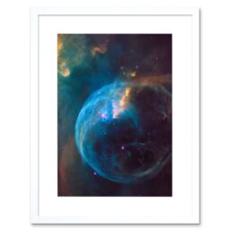 Artery8 Wall Art Print Hubble Space Astronomy Bubble Nebula NGC 7635 Spherical Blue Stellar Gas Wind Around O Star By Finger Pillars Of Dust Artwork - thumbnail 1