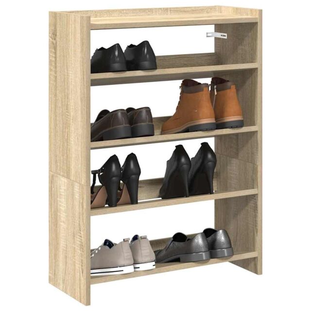 Berkfield Home Shoe Rack Sonoma Oak 60x25x81 cm Engineered Wood in Brown - Size: 60 x 25 x 81 cm - image 1