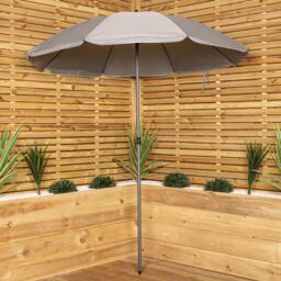 Samuel Alexander Outdoor 4 Seater Round Glass Top Table & Chairs Patio Set with Parasol in Grey - thumbnail 3