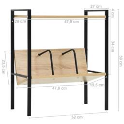 Berkfield Home Decorative 2-Layer Book Shelf Black & Oak 52x28x59 cm Engineere - Size: 52 x 28 x 59 cm - thumbnail 8