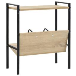 Berkfield Home Decorative 2-Layer Book Shelf Black & Oak 52x28x59 cm Engineere - Size: 52 x 28 x 59 cm - thumbnail 5