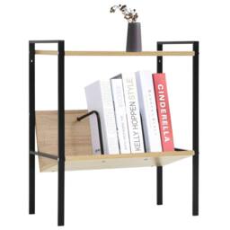 Berkfield Home Decorative 2-Layer Book Shelf Black & Oak 52x28x59 cm Engineere - Size: 52 x 28 x 59 cm - thumbnail 3