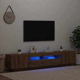 Berkfield Home TV Cabinet with LED Lights Artisan Oak 200x35x40 cm Engineered Wood in Brown - Size: 200 x 35 x 40 cm