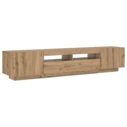 Berkfield Home TV Cabinet with LED Lights Artisan Oak 200x35x40 cm Engineered Wood in Brown - Size: 200 x 35 x 40 cm - thumbnail 7
