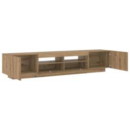 Berkfield Home TV Cabinet with LED Lights Artisan Oak 200x35x40 cm Engineered Wood in Brown - Size: 200 x 35 x 40 cm - thumbnail 6