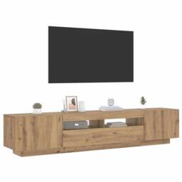 Berkfield Home TV Cabinet with LED Lights Artisan Oak 200x35x40 cm Engineered Wood in Brown - Size: 200 x 35 x 40 cm - thumbnail 5