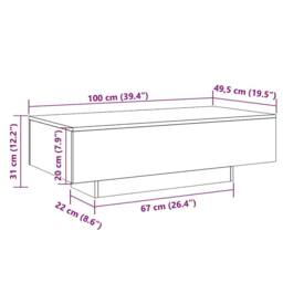 Berkfield Home Coffee Table Smoked Oak 100x49.5x31 cm Engineered Wood in Brown - thumbnail 9