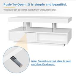 BTM High Gloss LED Coffee Table for Home & Office, 2 Drawers in White - thumbnail 6