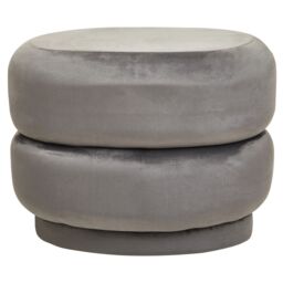 Orsina Grey Velvet Round Footstool, Round Stool with Tufted Details, Pouffee with Decorative Round Design in Dark Grey - thumbnail 6