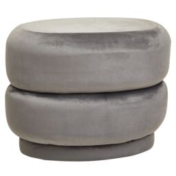 Orsina Grey Velvet Round Footstool, Round Stool with Tufted Details, Pouffee with Decorative Round Design in Dark Grey - thumbnail 2