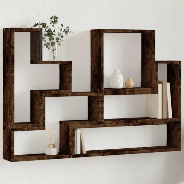 Berkfield Home Wall Shelf Smoked Oak 96x12x64 cm Engineered Wood in Brown - Size: 96 x 12 x 64 cm - image 1