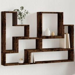 Berkfield Home Wall Shelf Smoked Oak 96x12x64 cm Engineered Wood in Brown - Size: 96 x 12 x 64 cm - thumbnail 1