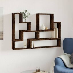 Berkfield Home Wall Shelf Smoked Oak 96x12x64 cm Engineered Wood in Brown - Size: 96 x 12 x 64 cm - thumbnail 3