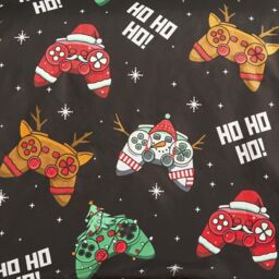 OHS Xmas Gaming Bedding Set Reversible Duvet Cover with Pillowcase in Black - Size: Double - thumbnail 4
