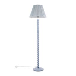 ValueLights Bobbins Powder Blue Floor Lamp with Tapered Fabric Pleated Shade in Pale Blue - thumbnail 2