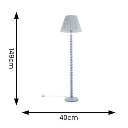 ValueLights Bobbins Powder Blue Floor Lamp with Tapered Fabric Pleated Shade in Pale Blue - thumbnail 6