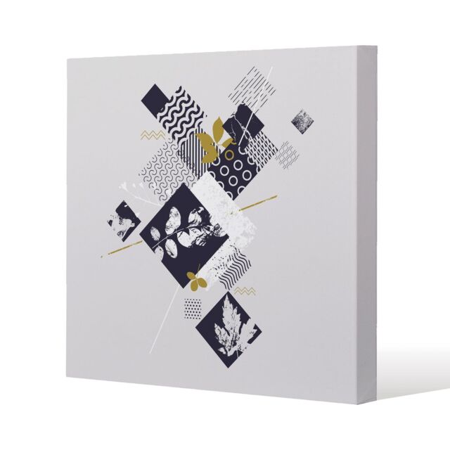 Benjamin Tate Design Geometric Squares & Leaves (Canvas Print) / 61 x 61 x 4cm in Natural - Size: 61 x 61 x 4 cm - image 1