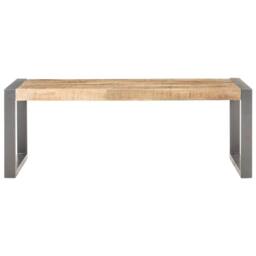 Berkfield Home Coffee Table 110x60x40 cm Rough Mango Wood in Grey - Size: 110 x 60 x 40 cm - thumbnail 1