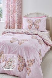 Catherine Lansfield 'Enchanted Butterfly' Duvet Cover Set in Pink - Size: Single
