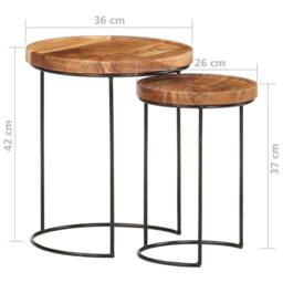 Berkfield Home Beautiful 2 Piece Coffee Table Set Solid Acacia Wood & Steel in Brown - thumbnail 9