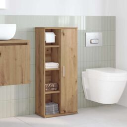 Berkfield Home Bathroom Cabinet with Roll Holder Artisan Oak 39x22x90 cm in Brown - Size: 39 x 22 x 90 cm - thumbnail 3