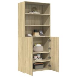 Berkfield Home Highboard Sonoma Oak 80x42.5x185 cm Engineered Wood in Brown - thumbnail 3