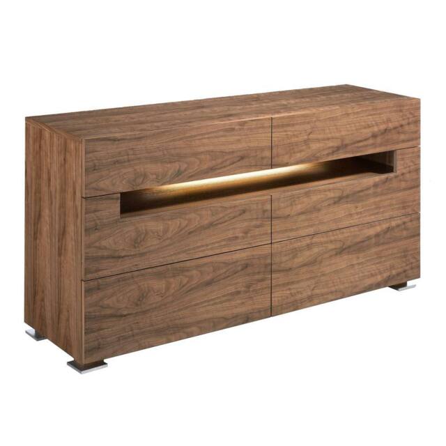 Angel Cerda Walnut Sideboard with Polished Steel Legs & LED in Brown - image 1