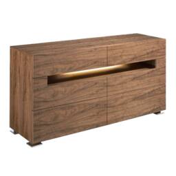 Angel Cerda Walnut Sideboard with Polished Steel Legs & LED in Brown - thumbnail 1