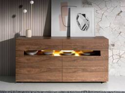 Angel Cerda Walnut Sideboard with Polished Steel Legs & LED in Brown - thumbnail 3
