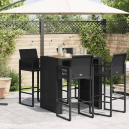 Berkfield Home Beautiful Garden Bar Table with Acacia Wood Top Black 105x80x110 - thumbnail 1