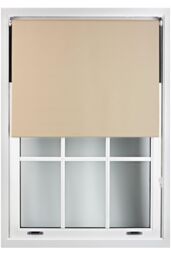 Furnished Blackout Roller Blinds - Trimmable Window Shade for Home & Office in Beige - Size: 135 cm width x 165 cm drop - thumbnail 1