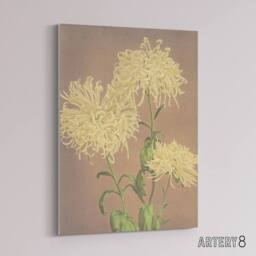 "Artery8 Three Yellow Chrysanthemums Canvas Wall Art Print Ogawa Kazumasa - Size: W18"" x H24""" - thumbnail 2