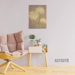 "Artery8 Three Yellow Chrysanthemums Canvas Wall Art Print Ogawa Kazumasa - Size: W18"" x H24""" - thumbnail 3