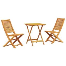 Berkfield Home Versatile 3-Piece Folding Bistro Set - Solid Acacia Wood in Brown - thumbnail 3
