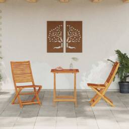 Berkfield Home Versatile 3-Piece Folding Bistro Set - Solid Acacia Wood in Brown - thumbnail 4
