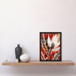 "Artery8 Bold Floral Folk Art Painting Scarlet Botanical Framed Art Print in Red - Size: W12"" x H16""" - thumbnail 4