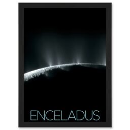 Artery8 NASA Our Solar System Enceladus Saturn's Moon Plumes Artwork Framed Wall Art Print A4 in Black - thumbnail 1