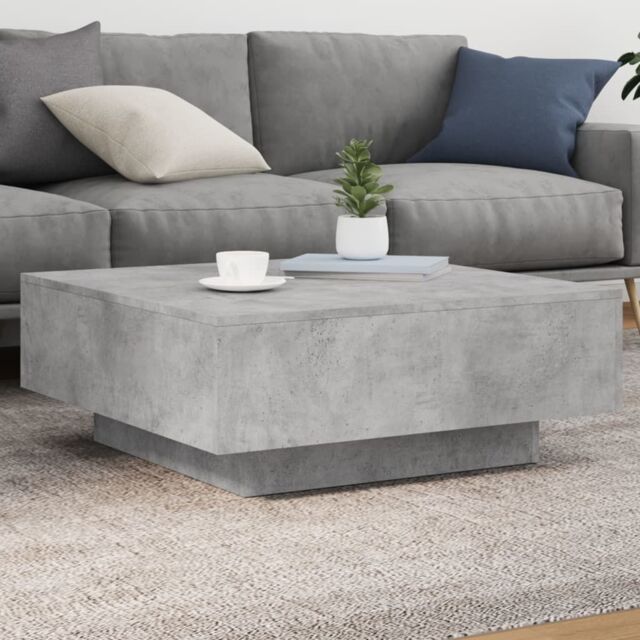 Berkfield Home Coffee Table with LED Lights Concrete Grey 80x80x31 cm - Size: 80 x 80 x 31 cm - image 1