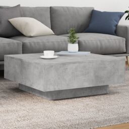 Berkfield Home Coffee Table with LED Lights Concrete Grey 80x80x31 cm - Size: 80 x 80 x 31 cm