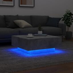 Berkfield Home Coffee Table with LED Lights Concrete Grey 80x80x31 cm - Size: 80 x 80 x 31 cm - thumbnail 4