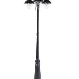 Wyld and Coco 3-Light Outdoor Lamp Post - Black Aluminium Synthetic Shades - thumbnail 2