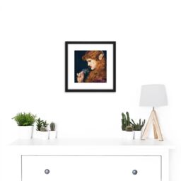 Artery8 Sandys Loves Shadow Bite Flower Painting 8X8 Inch Square Wooden Framed Wall Art Print Picture with Mount in Black - thumbnail 2