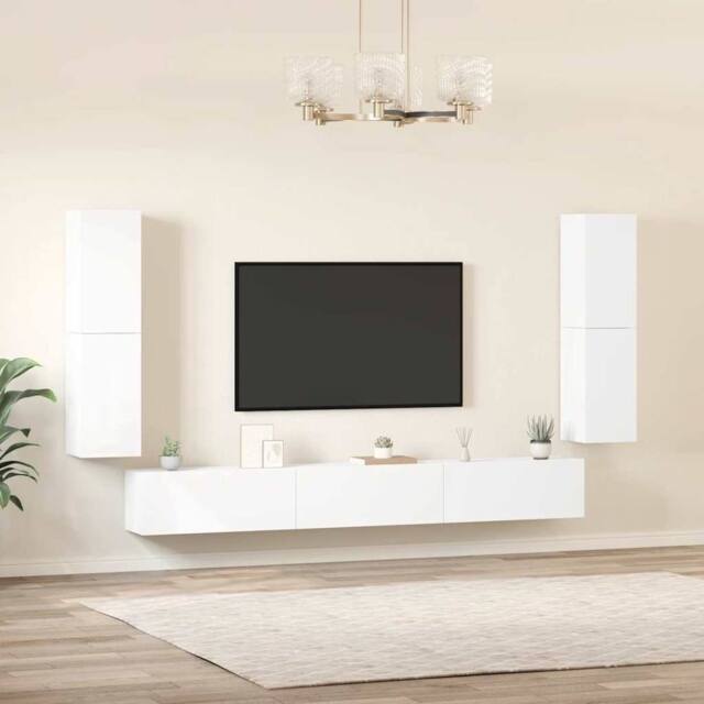 Berkfield Home Classic 7 Piece TV Cabinet Set White Engineered Wood - image 1