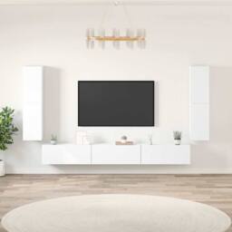 Berkfield Home Classic 7 Piece TV Cabinet Set White Engineered Wood - thumbnail 2