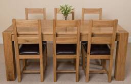 Thats Furniture Kuba 180 x 90 cm Chunky Oak Dining Table & 6 Lincoln Chairs in Brown - thumbnail 2