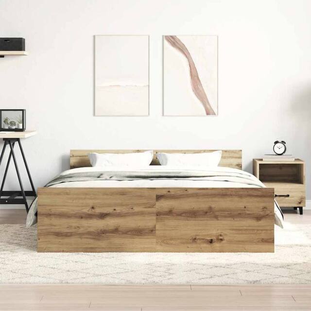 Berkfield Home Durable Bed Frame without Mattress Artisan Oak 140x190cm Engineer in Brown - Size: 140x190 cm - image 1