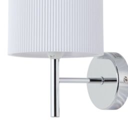 First Choice Lighting Brea - Chrome Wall Light with White Pleated Shade in Silver - thumbnail 2